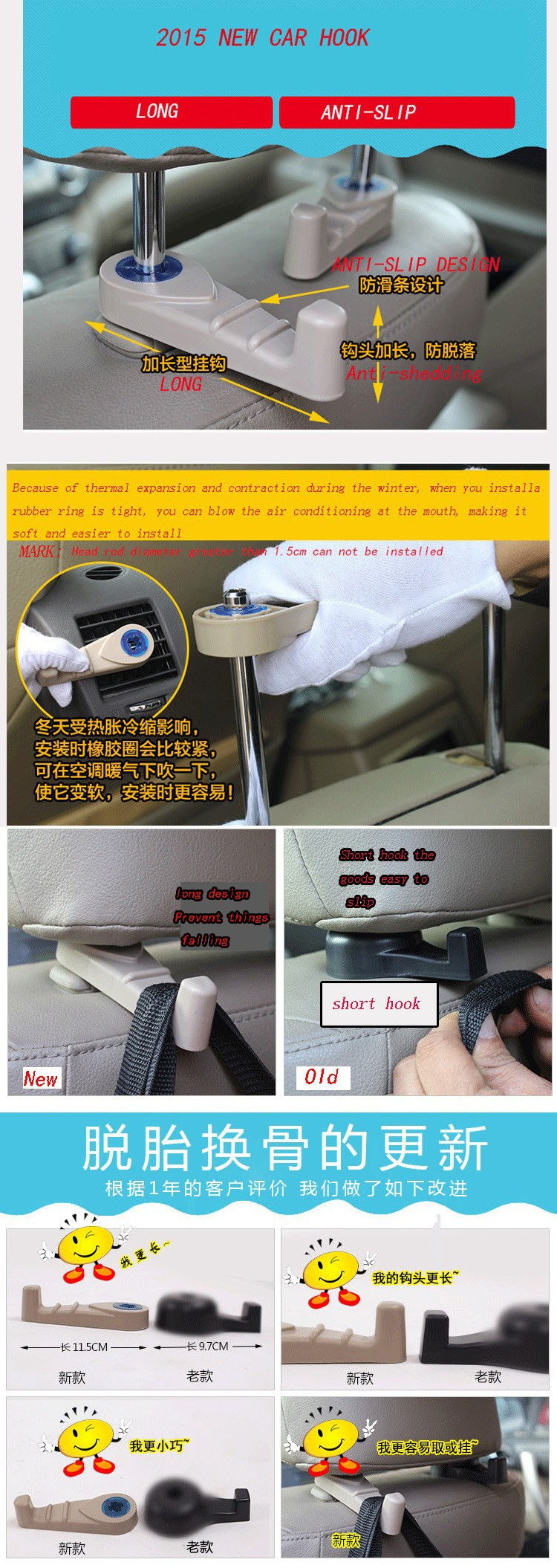 Double Multipurpose Car Hooks Hold Grocery Bags